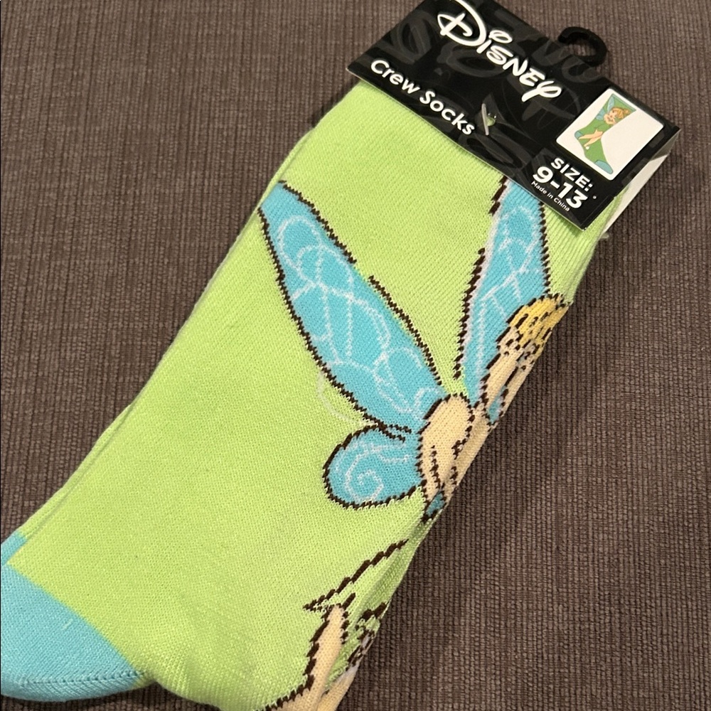 Disney Tinkerbell Crew Socks shoe size 9-13 NWT